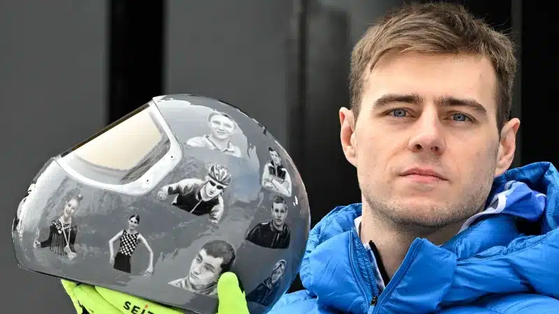 El atleta ucraniano que fue expulsado por su casco 6 atleta ucraniano con casco mano