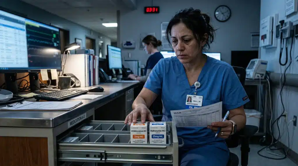 Importancia de la seguridad del paciente: lecciones de casos reales 2 mujer cajas pastillas