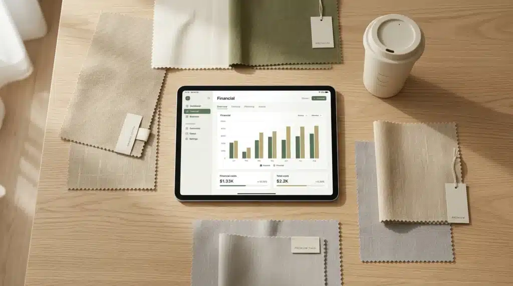 Tablet mostrando datos sobre moda circular