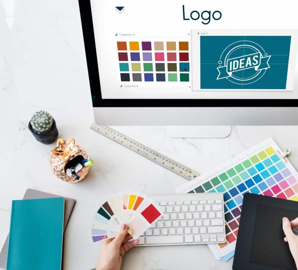 Paleta de colores y preparación diseño grafico