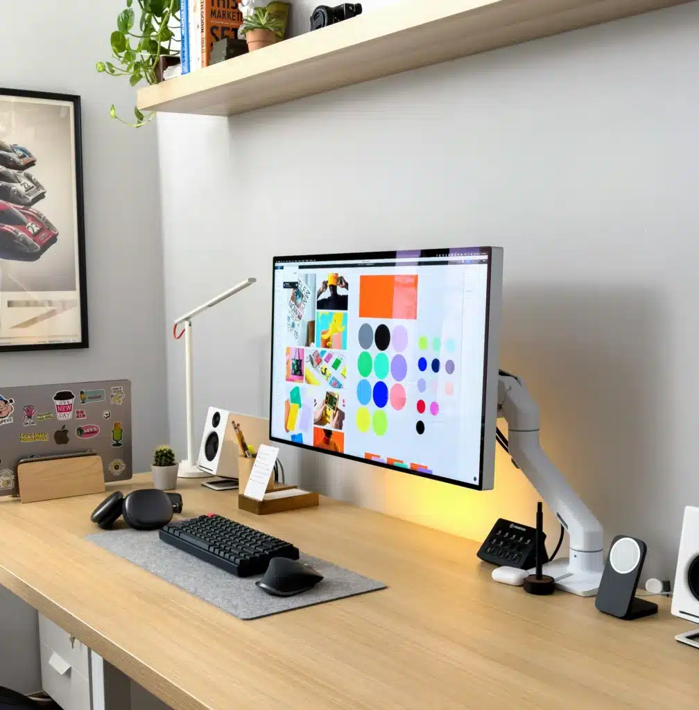 Diseño UX UI: 9 principios imprescindibles para crear experiencias digitales 6 Escritorio con diseño grafico