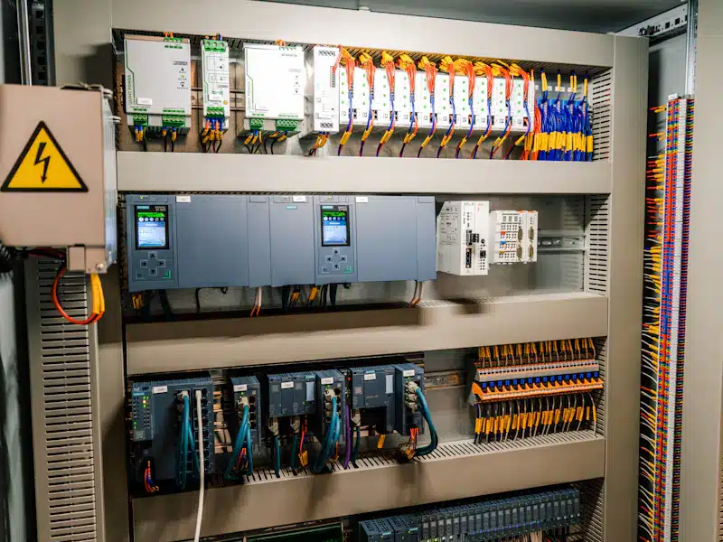 Auditoría energética: qué es y cómo ayuda a reducir el consumo 3 Cuadro eléctrico industrial con cableado y dispositivos para controlar la energía.