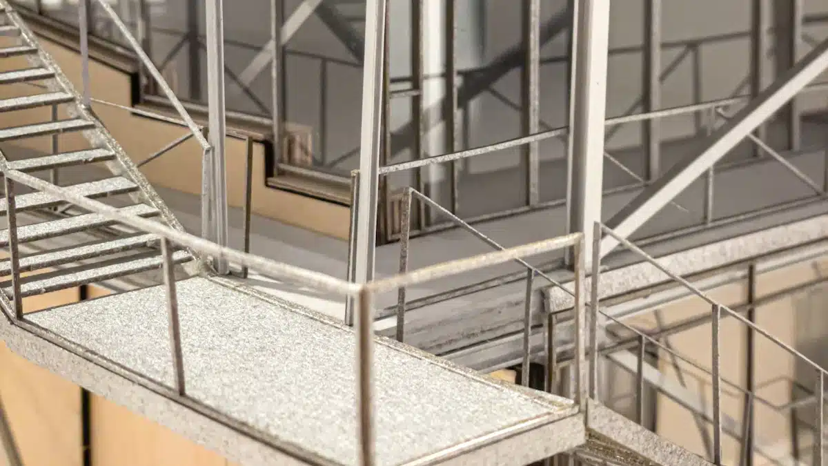 Maquetas de arquitectura: tipos, escalas y cómo hacerlas 9 Maqueta física del interior de un edificio moderno con plantas y barandillas
