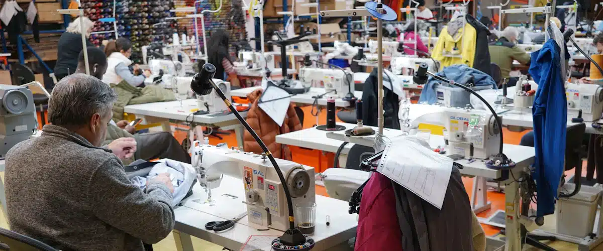 Economía circular: principios y ejemplos de aplicación en las empresas 6 Operario cose una prenda en un taller de reparación textil