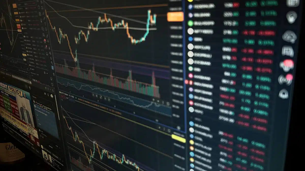Pantalla de ordenador con gráficos de tendencias y datos numéricos